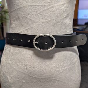 Classic Black Belt with Silver Buckle